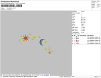 Sun Moon Embroidery File 4 size
