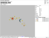 Sun Moon Embroidery File 4 size