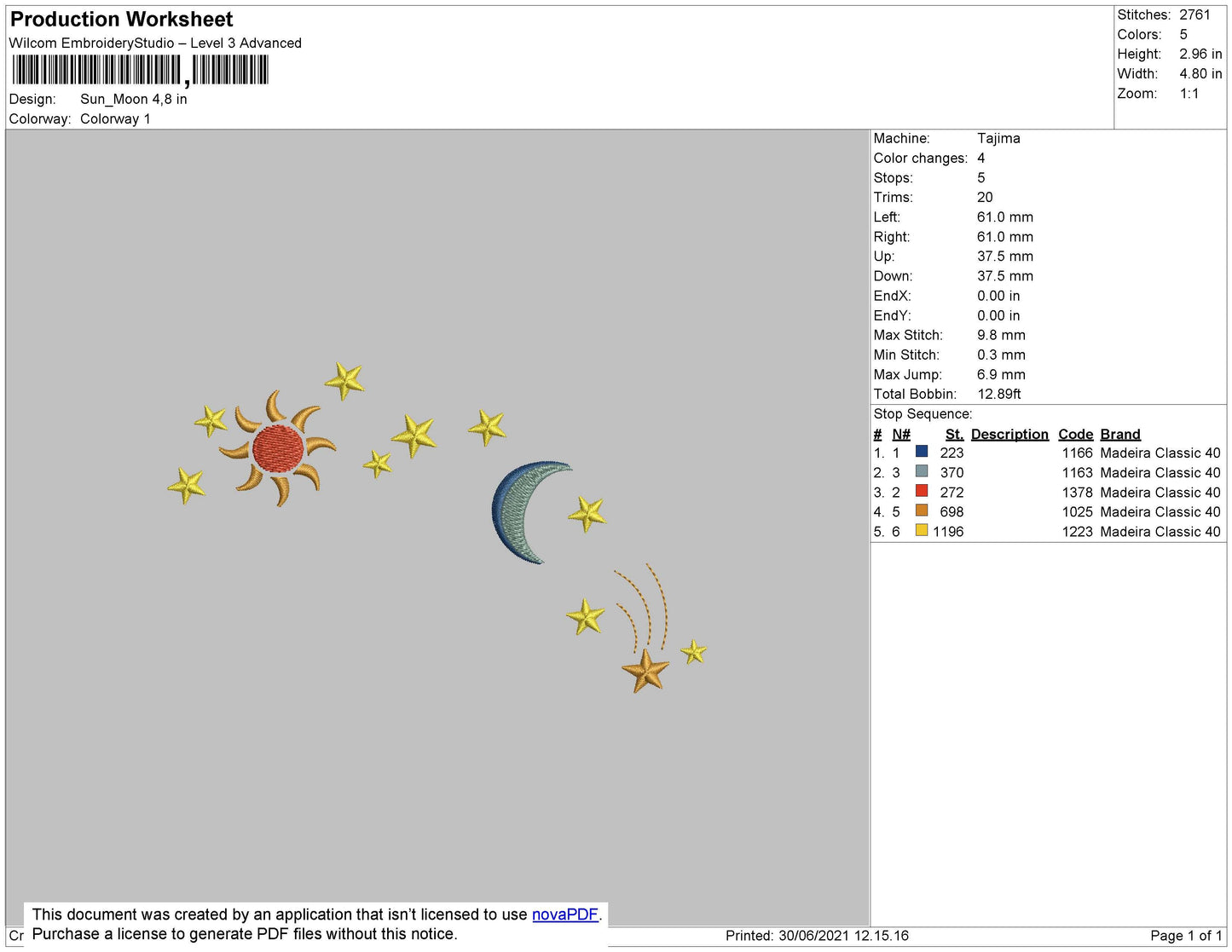 Sun Moon Embroidery File 4 size