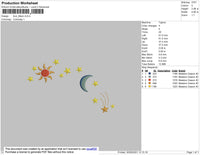 Sun Moon Embroidery File 4 size