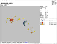 Sun Moon Embroidery File 4 size