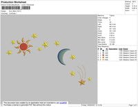 Sun Moon Embroidery File 4 size