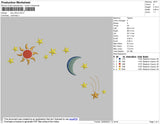 Sun Moon Embroidery File 4 size