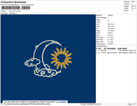 Sun Moon Embroidery File 4 size