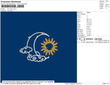Sun Moon Embroidery File 4 size