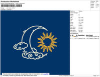 Sun Moon Embroidery File 4 size