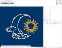 Sun Moon Embroidery File 4 size