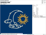 Sun Moon Embroidery File 4 size