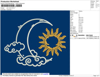 Sun Moon Embroidery File 4 size