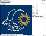 Sun Moon Embroidery File 4 size