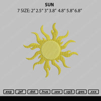 Sun Embroidery File 7 Sizes