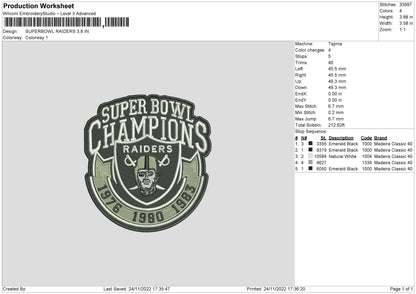 Superbowl Embroidery File 6 sizes