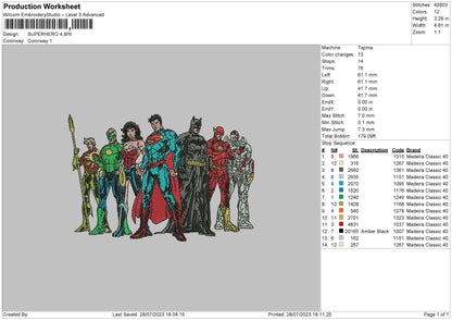 Superhero 23 Embroidery File 6 sizes