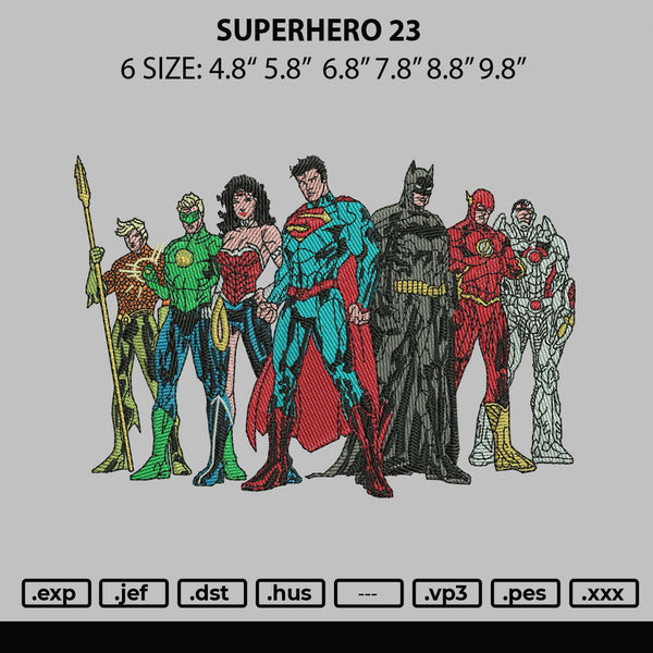 Superhero 23 Embroidery File 6 sizes