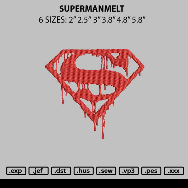Superman Melt Embroidery File 6 sizes
