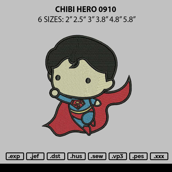 Chibi Hero 0910 Embroidery File 6 sizes