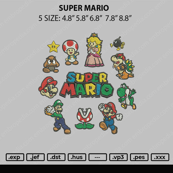 Super Mario Embroidery File 6 sizes