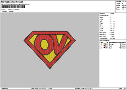 Ov Super Embroidery File 6 sizes