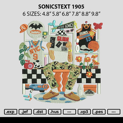 Sonicstext 1905 Embroidery Machine Design File 6 sizes