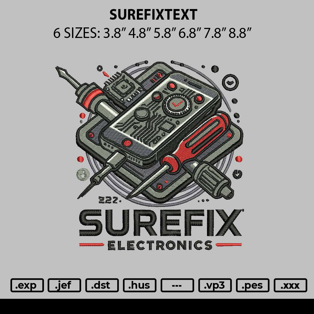 Surefixtext Embroidery File 6 sizes