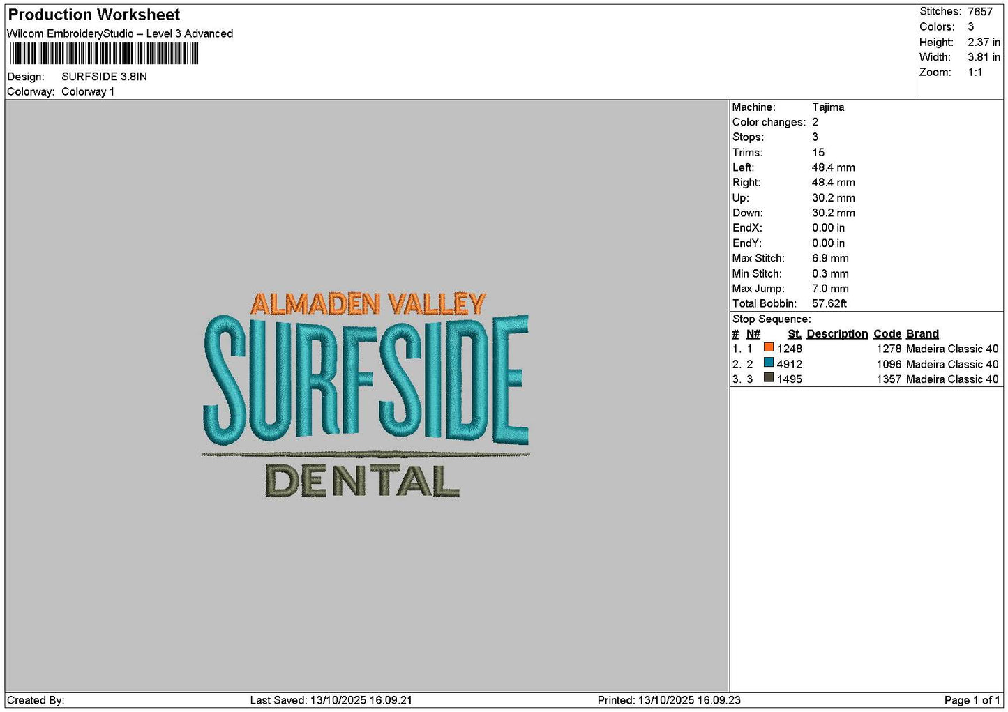 Surfsidetext Embroidery File 6 sizes