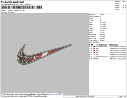 Swoosh Starwars Embroidery File 4 size