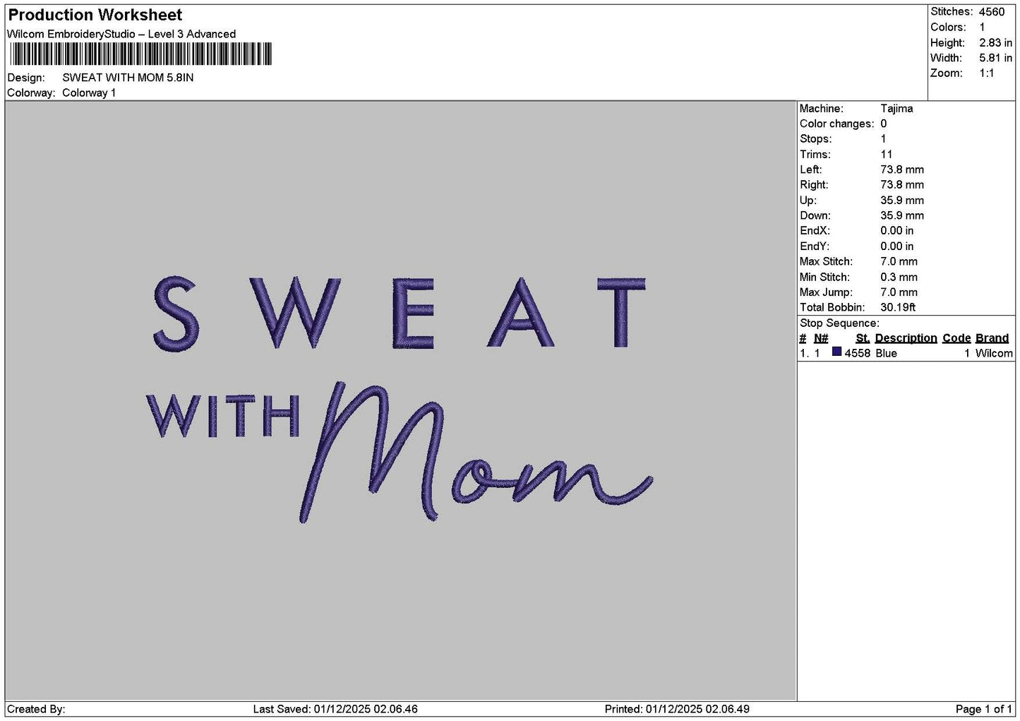 Momtext 0112 Embroidery File 6 sizes