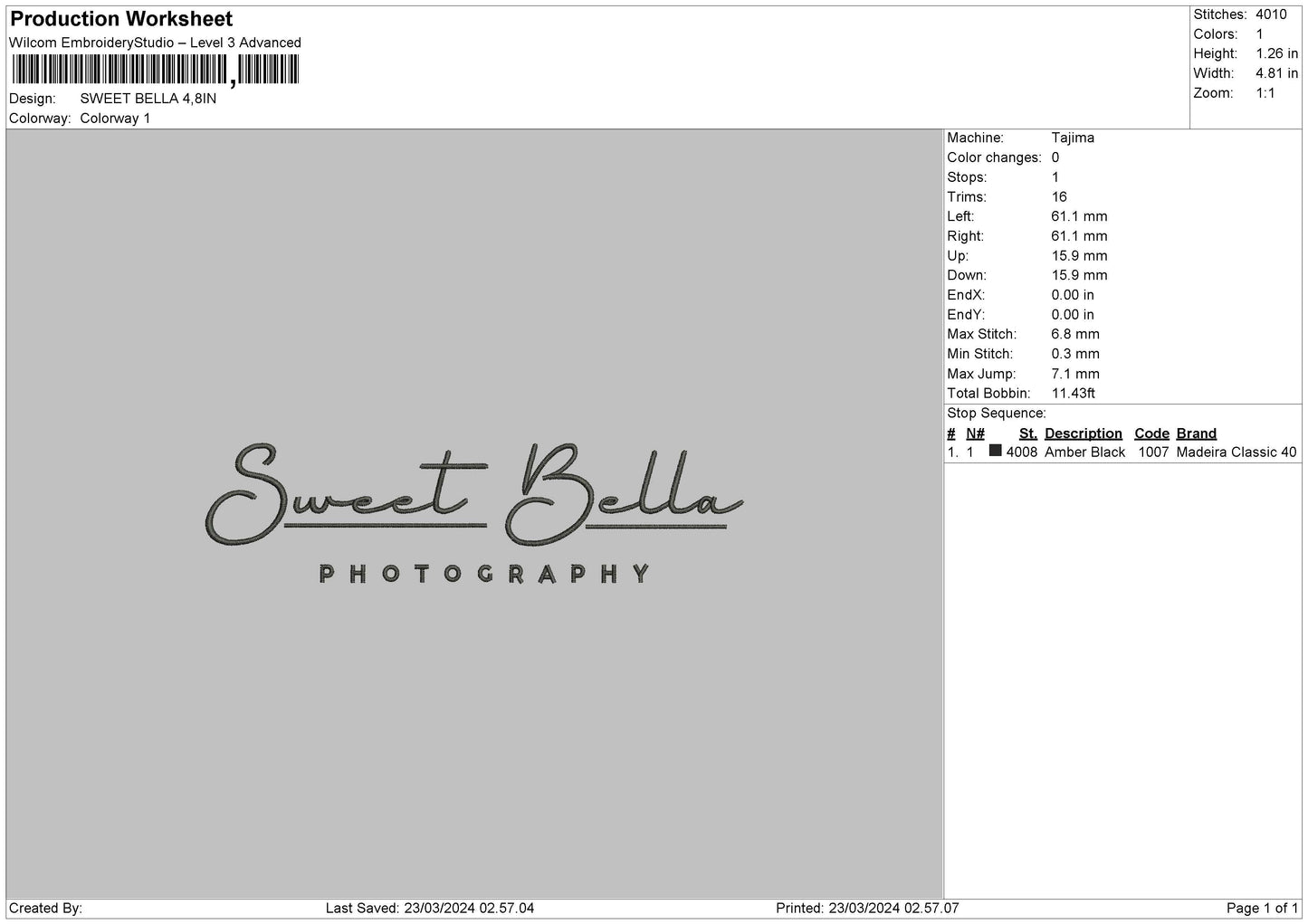 Bellatext Embroidery File 6 sizes