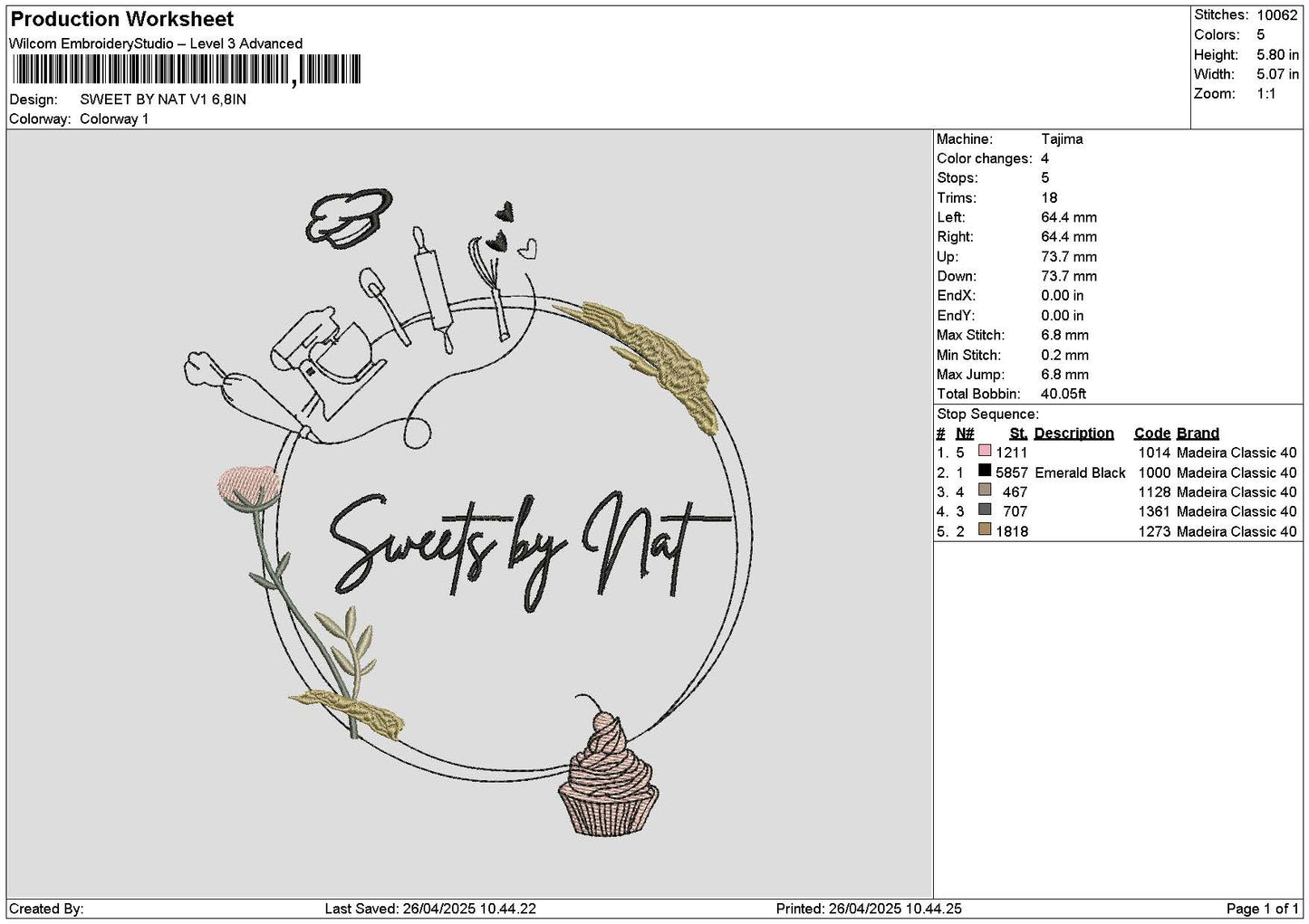 Bynat V1 Embroidery File 6 sizes