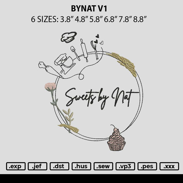 Bynat V1 Embroidery File 6 sizes