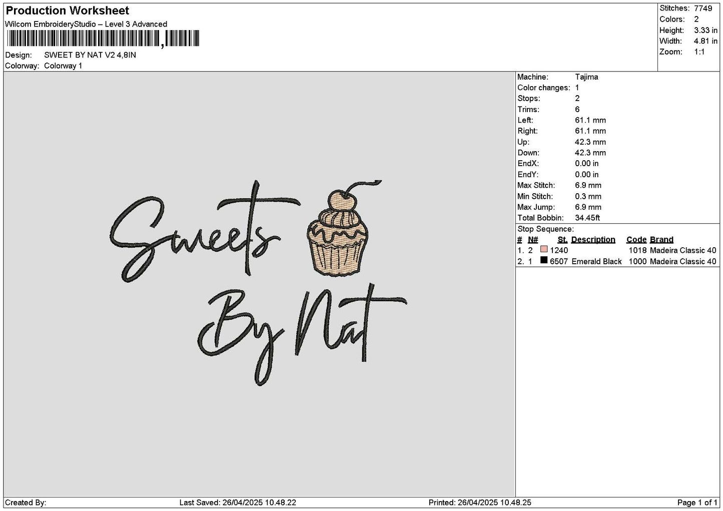 Bynat V2 Embroidery File 6 sizes