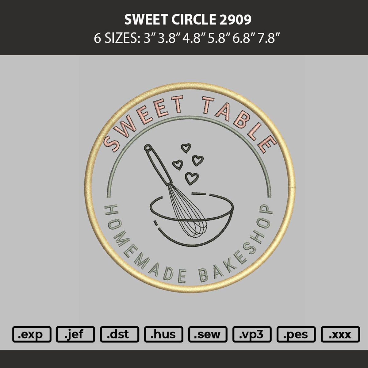 Sweet Circle 2909 Embroidery Machine Design File 6 sizes