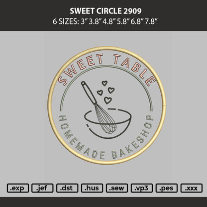 Sweet Circle 2909 Embroidery Machine Design File 6 sizes