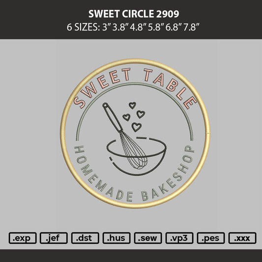 Sweet Circle 2909 Embroidery Machine Design File 6 sizes