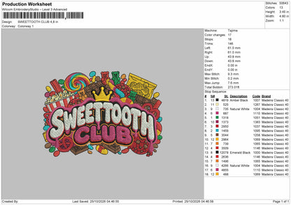 Sweettoothtext Embroidery Machine Design File 6 sizes