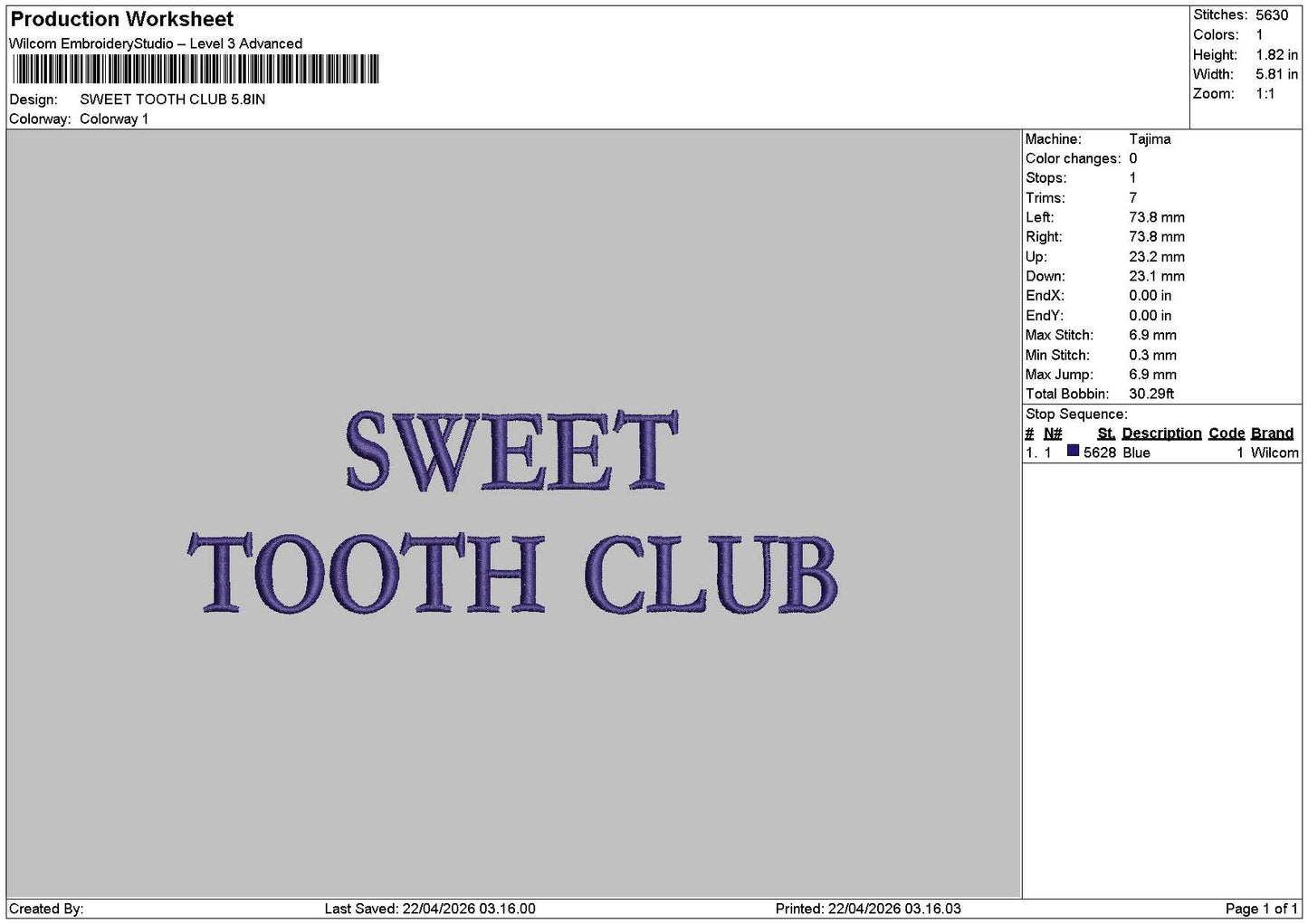 Sweet Text 2204 Embroidery File 6 sizes
