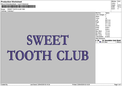 Sweet Text 2204 Embroidery File 6 sizes