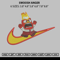 Swoosh Anger Embroidery File 6 sizes