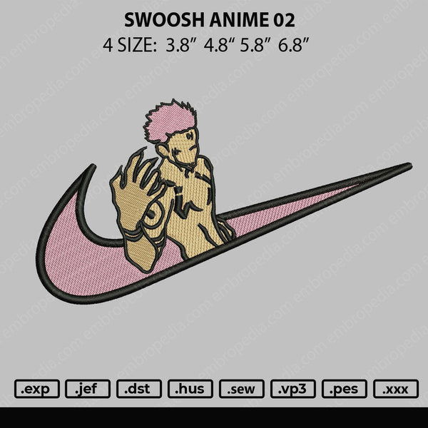 Swoosh Anime 02 Embroidery File 4 size