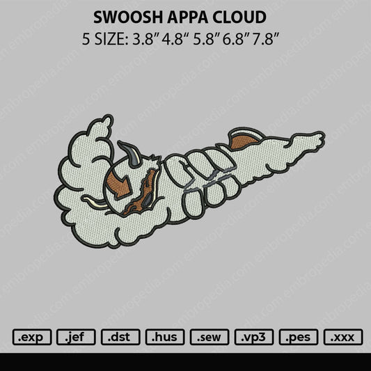 Swoosh Appa Cloud Embroidery File 4 sizes
