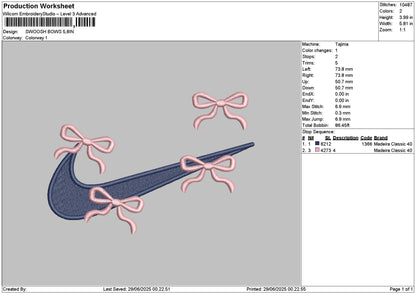 Swoosh Bows Embroidery File 6 sizes