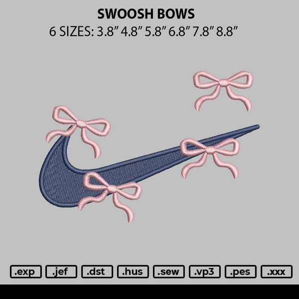 Swoosh Bows Embroidery File 6 sizes