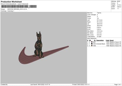 Swoosh Brown Dog Embroidery File 4 size