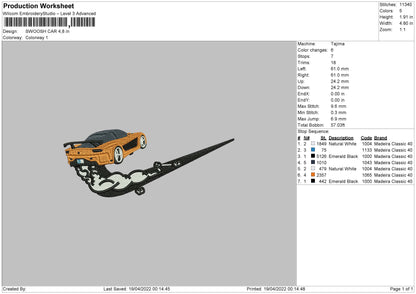 Swoosh Car Embroidery File 4 size