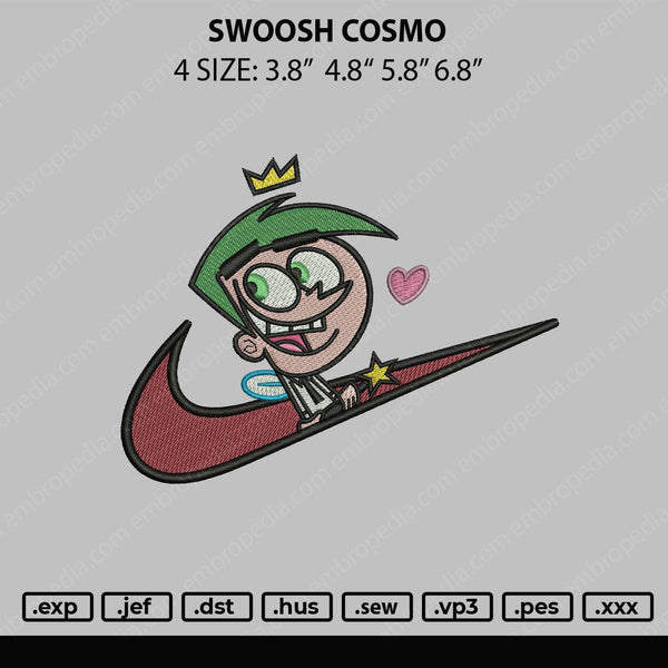 Swoosh Cosmo Embroidery File 4 sizes