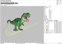 Swoosh Dino Embroidery File 6 sizes