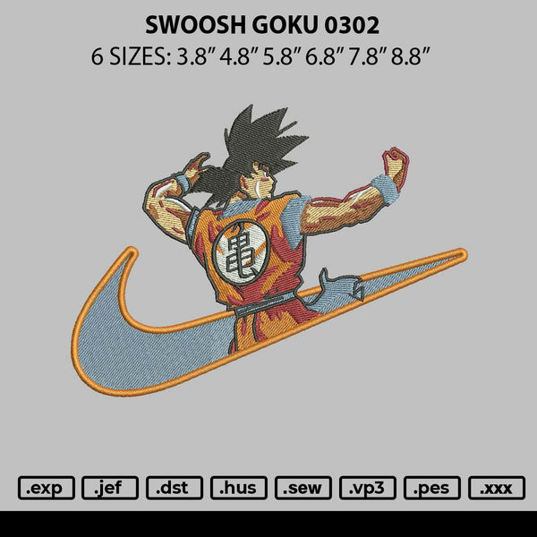 Swoosh Goku 0302 Embroidery File 6 sizes