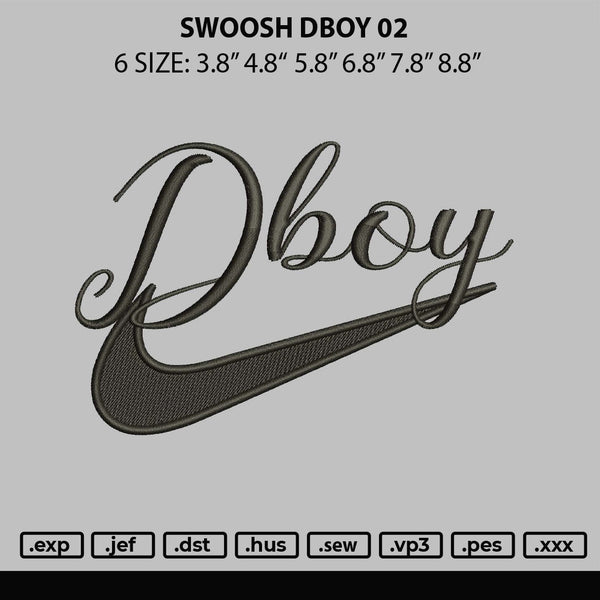 Swoosh Dboy Embroidery File 6 sizes