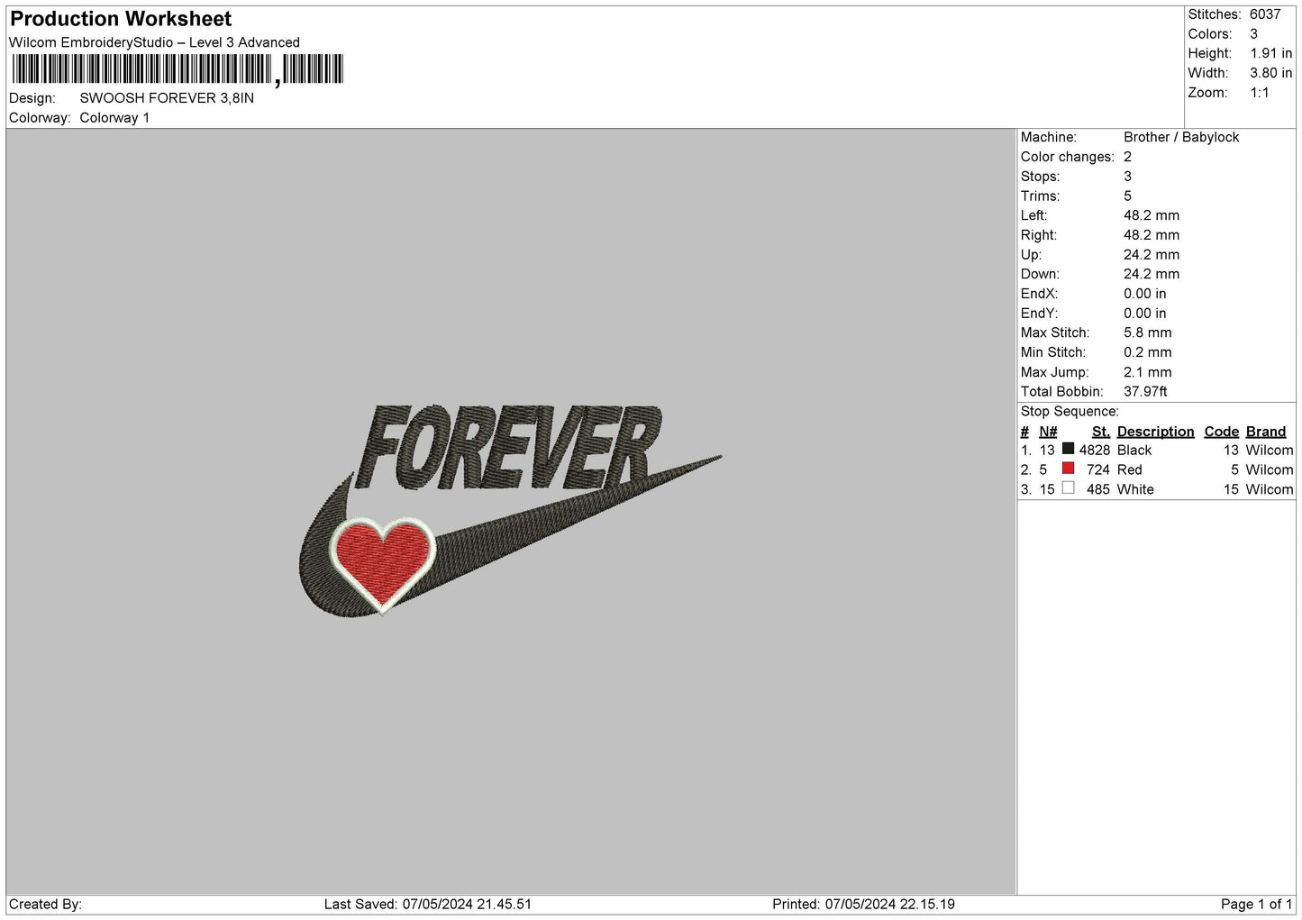 Swoosh Forever Embroidery File 6 sizes