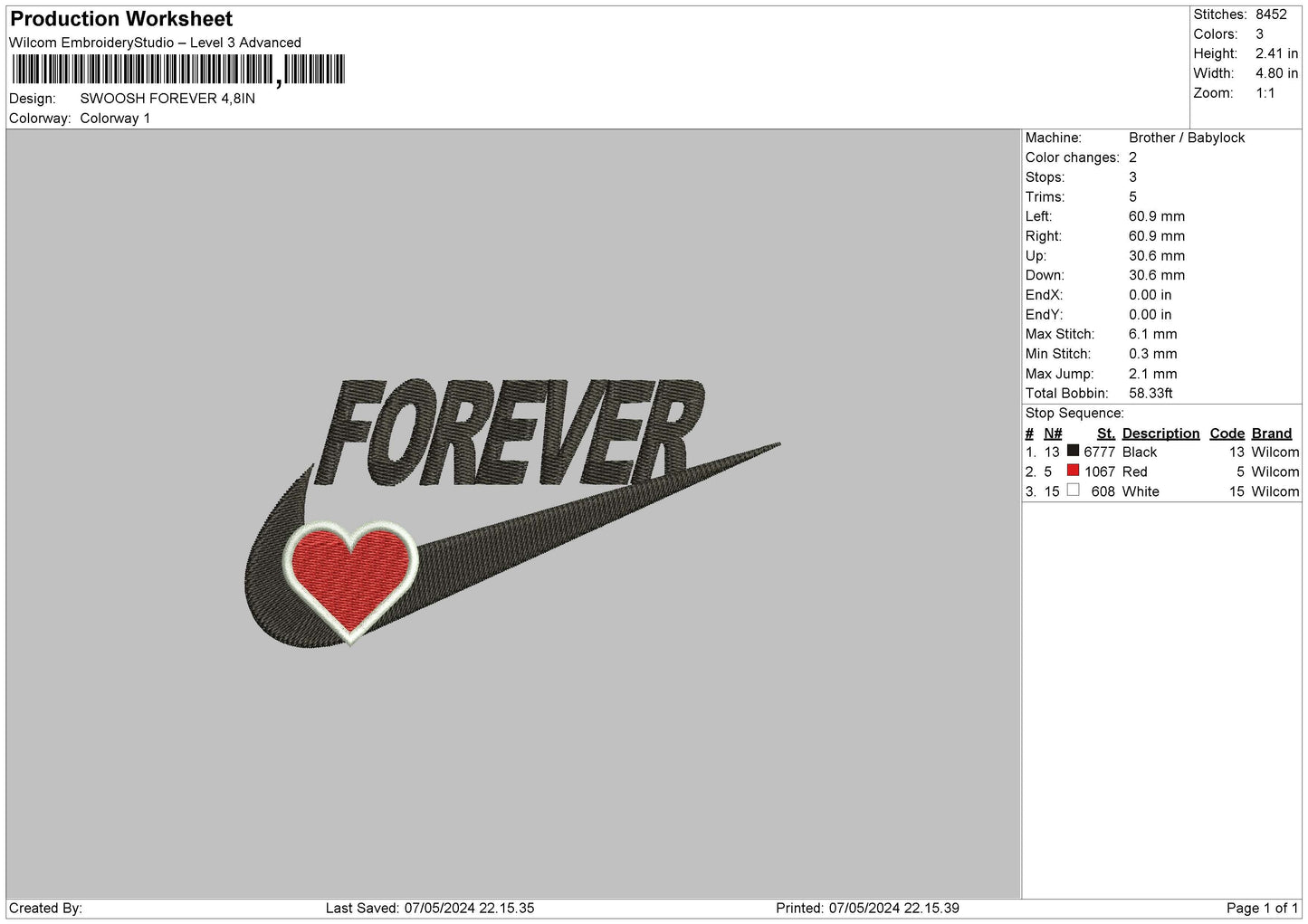 Swoosh Forever Embroidery File 6 sizes